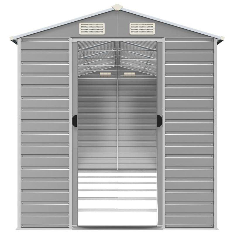 Casa si Gradina - Gradina si terasa - Casute de gradina - Sopron de gradina, gri deschis, 191x555x198 cm otel galvanizat - Infinity.ro