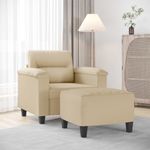 Casa si Gradina - Mobilier - Scaune si fotolii - Fotolii - Fotoliu canapea cu taburet, crem, 60 cm, microfibra - Infinity.ro