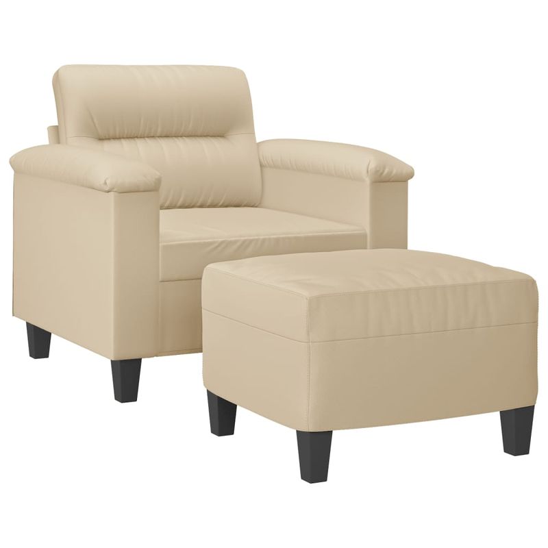 Casa si Gradina - Mobilier - Scaune si fotolii - Fotolii - Fotoliu canapea cu taburet, crem, 60 cm, microfibra - Infinity.ro