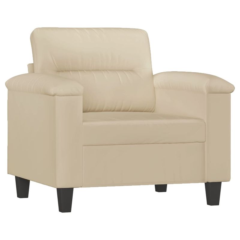 Casa si Gradina - Mobilier - Scaune si fotolii - Fotolii - Fotoliu canapea cu taburet, crem, 60 cm, microfibra - Infinity.ro
