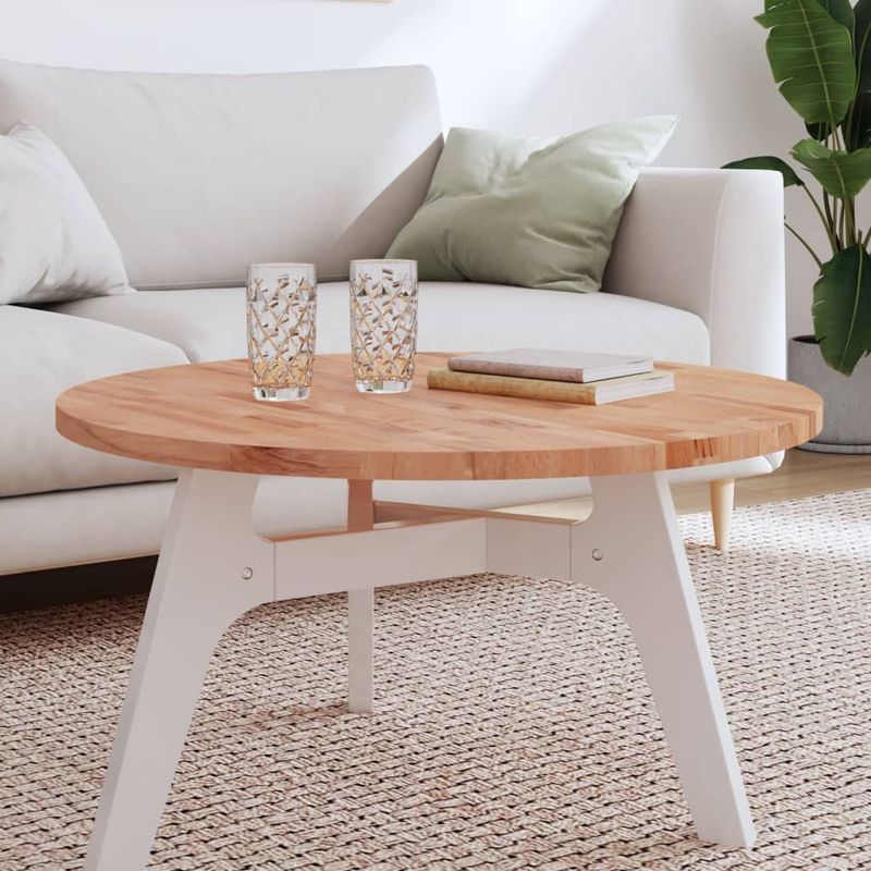 Casa si Gradina - Mobilier - Feronerie si accesorii mobila - Blat de masa rotund, diametru 80x2,5 cm, lemn masiv de fag, maro - Infinity.ro