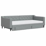 Casa si Gradina - Mobilier - Paturi si accesorii - Paturi - Pat de zi cu extensie si sertare, gri deschis 100x200 cm textil - Infinity.ro