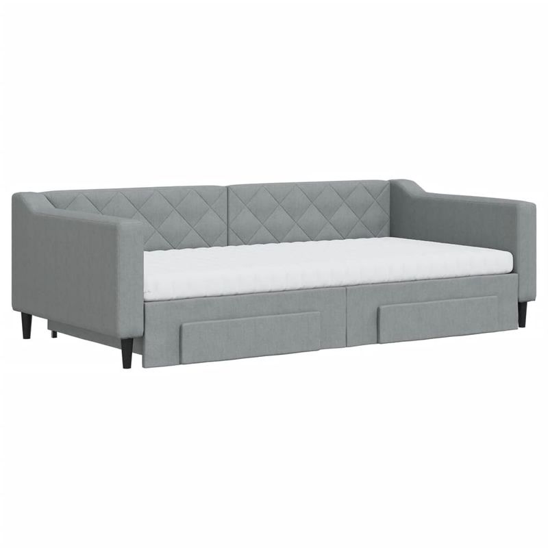 Casa si Gradina - Mobilier - Paturi si accesorii - Paturi - Pat de zi cu extensie si sertare, gri deschis 100x200 cm textil - Infinity.ro