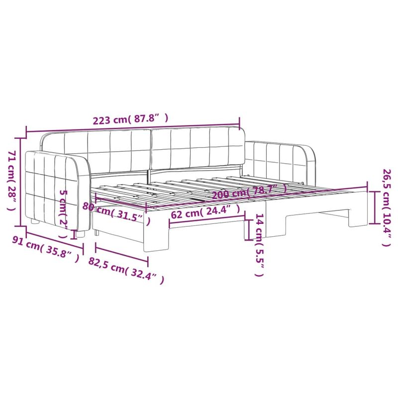 Casa si Gradina - Mobilier - Paturi si accesorii - Paturi - Pat de zi cu extensie, galben, 80x200 cm, catifea - Infinity.ro