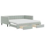 Casa si Gradina - Mobilier - Paturi si accesorii - Paturi - Pat de zi cu extensie si sertare gri deschis 100x200 cm catifea - Infinity.ro
