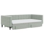 Casa si Gradina - Mobilier - Paturi si accesorii - Paturi - Pat de zi cu extensie si sertare gri deschis 100x200 cm catifea - Infinity.ro