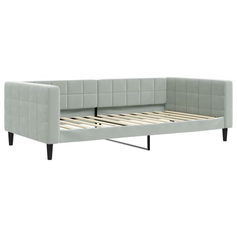 Casa si Gradina - Mobilier - Paturi si accesorii - Paturi - Pat de zi cu extensie si sertare gri deschis 100x200 cm catifea - Infinity.ro