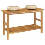 Casa si Gradina - Mobilier - Mobilier baie - Comode baie - Comoda de baie cu chiuvete din marmura, crem, lemn masiv tec - Infinity.ro
