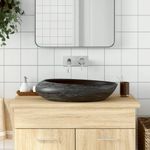 Casa si Gradina - Sanitare - Lavoar baie si accesorii - Lavoare si piedestale - Lavoar de blat, 59x40x14 cm, ceramica, oval, gri și negru - Infinity.ro