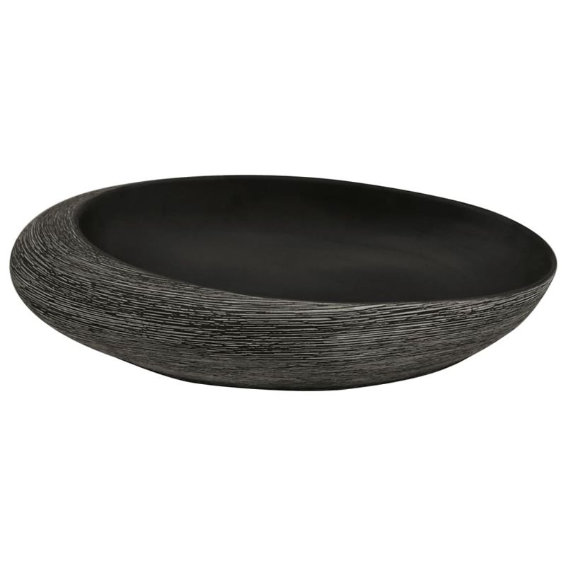 Casa si Gradina - Sanitare - Lavoar baie si accesorii - Lavoare si piedestale - Lavoar de blat, 59x40x14 cm, ceramica, oval, gri și negru - Infinity.ro