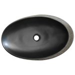 Casa si Gradina - Sanitare - Lavoar baie si accesorii - Lavoare si piedestale - Lavoar de blat, 59x40x14 cm, ceramica, oval, gri și negru - Infinity.ro
