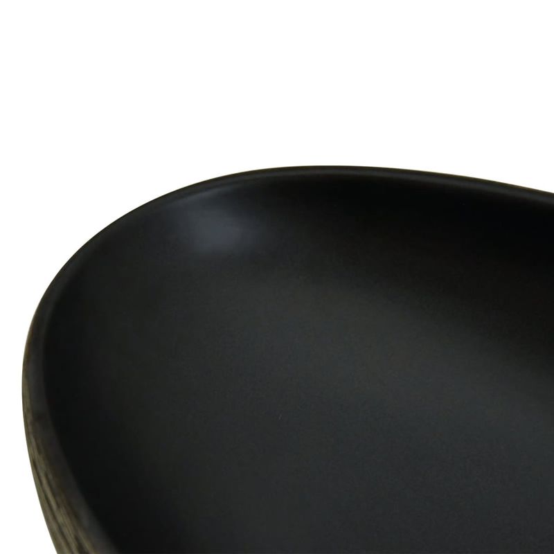 Casa si Gradina - Sanitare - Lavoar baie si accesorii - Lavoare si piedestale - Lavoar de blat, 59x40x14 cm, ceramica, oval, gri și negru - Infinity.ro