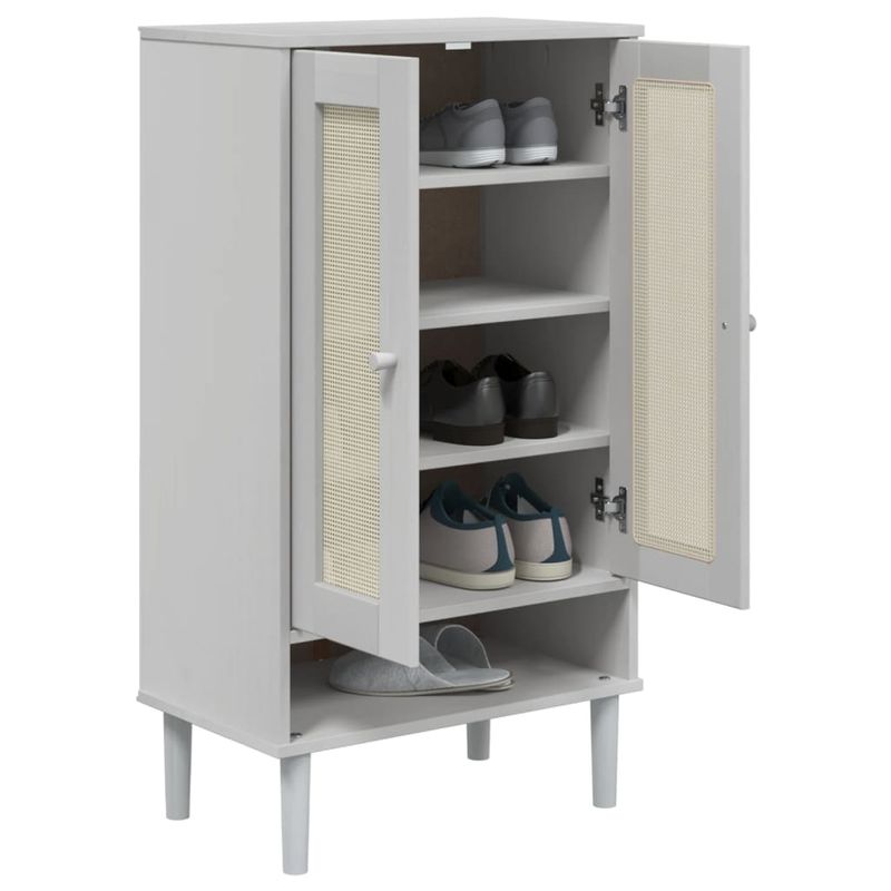 Casa si Gradina - Mobilier - Organizare si depozitare - Organizator incaltaminte - Pantofar SENJA, aspect ratan, alb, 59,5x35x107 cm, lemn masiv - Infinity.ro