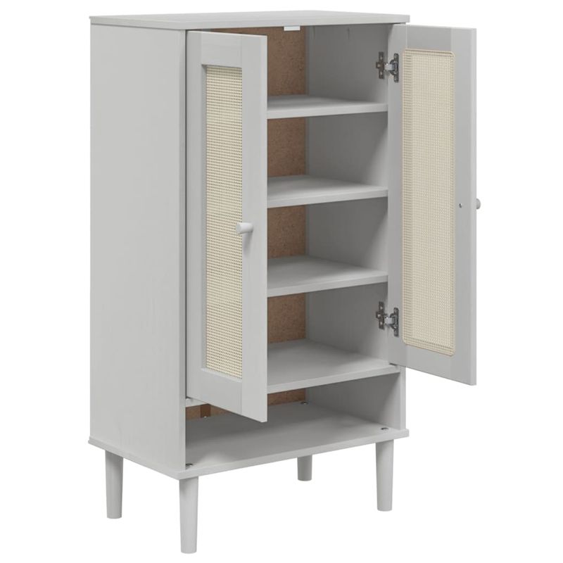 Casa si Gradina - Mobilier - Organizare si depozitare - Organizator incaltaminte - Pantofar SENJA, aspect ratan, alb, 59,5x35x107 cm, lemn masiv - Infinity.ro