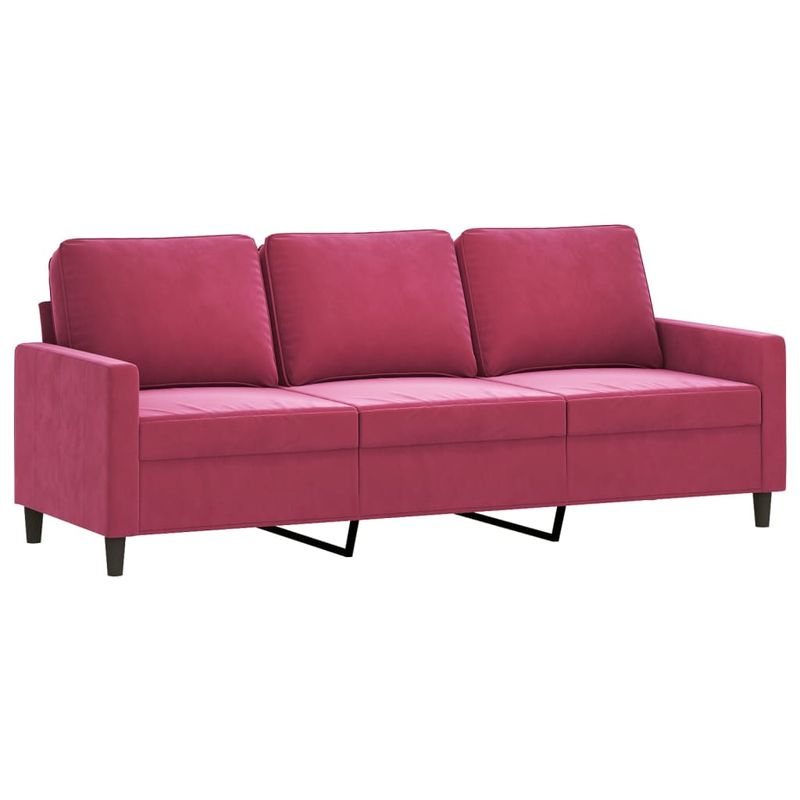 Casa si Gradina - Mobilier - Seturi de mobilier - Seturi living - Set canapea cu perne, 3 piese, rosu vin, catifea - Infinity.ro