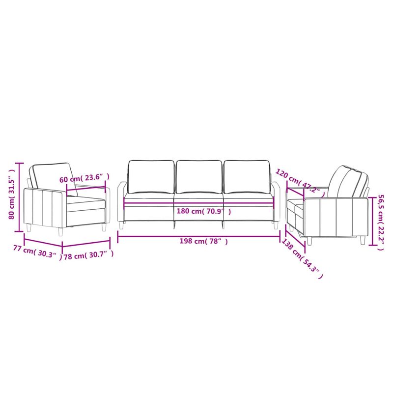 Casa si Gradina - Mobilier - Seturi de mobilier - Seturi living - Set canapea cu perne, 3 piese, rosu vin, catifea - Infinity.ro
