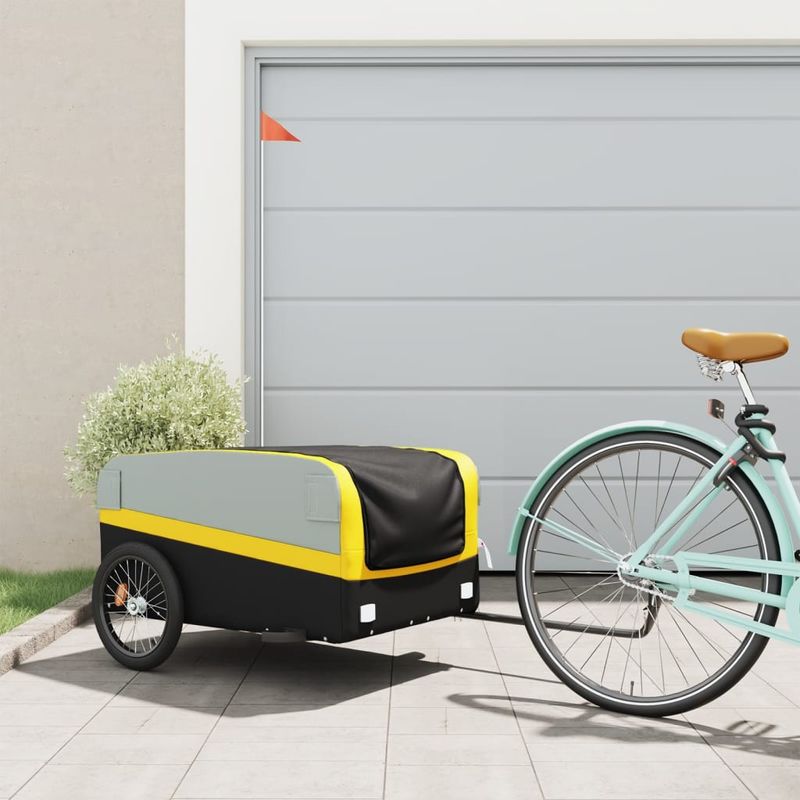 Sport si Outdoor - Ciclism - Accesorii pentru biciclete - Remorci biciclete - Remorca pentru biciclete, negru și galben, 45 kg, fier, mărime 137x69x59 cm - Infinity.ro