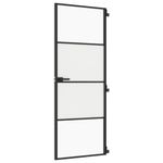 Casa si Gradina - Constructii - Usi interior, exterior si garaj - Usi garaj - Usa de interior negru 76x201,5 cm sticla securiz./aluminiu slim, negru și transparent și mat, model 3 bare orizontale - Infinity.ro