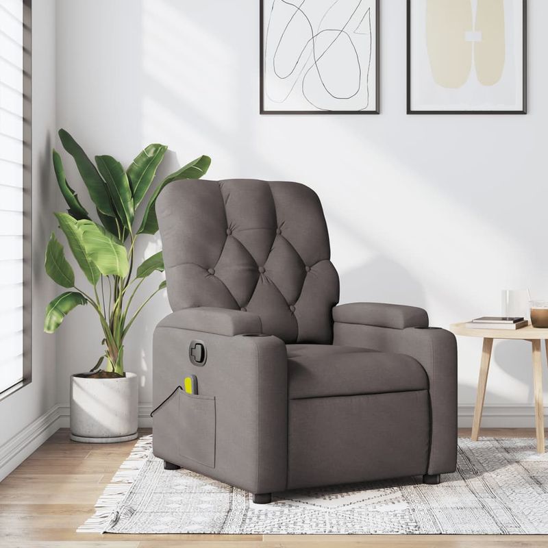 Ingrijire personala si Cosmetice - Sanatate si wellness - Articole wellness - Fotolii de masaj - Fotoliu de masaj rabatabil, gri taupe, material textil - Infinity.ro