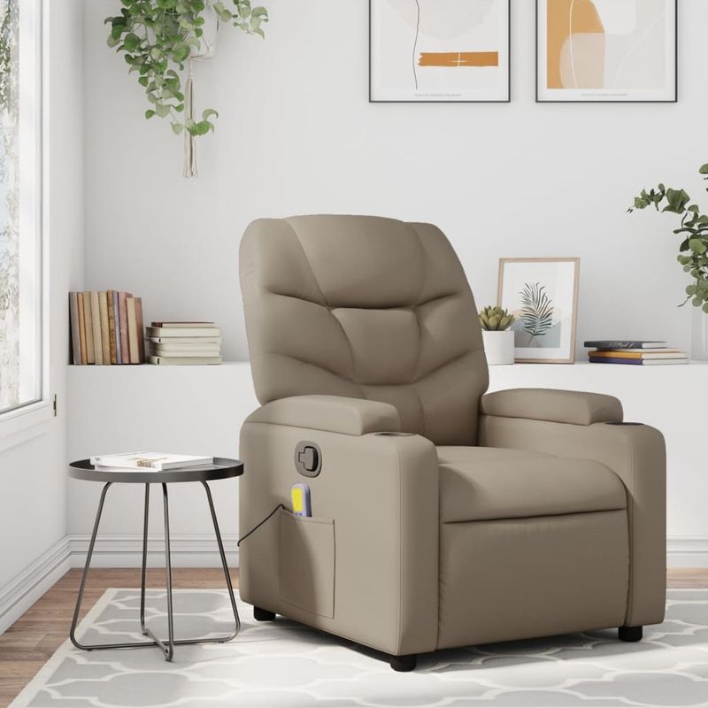 Ingrijire personala si Cosmetice - Sanatate si wellness - Articole wellness - Fotolii de masaj - Fotoliu de masaj rabatabil, cappuccino, piele ecologica - Infinity.ro