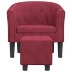 Casa si Gradina - Mobilier - Scaune si fotolii - Fotolii - Fotoliu tip cuva cu taburet, rosu vin, catifea - Infinity.ro