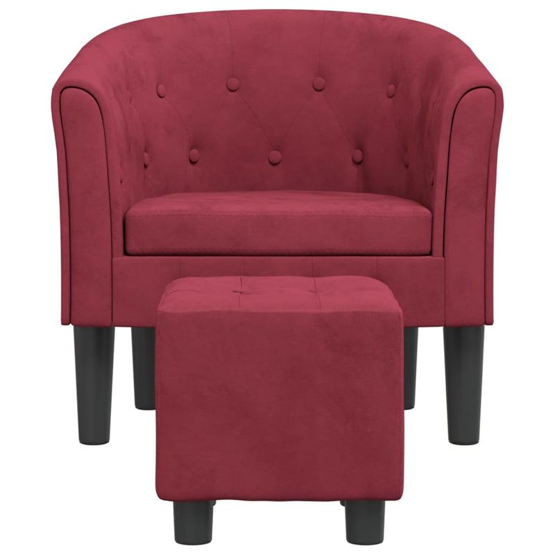 Casa si Gradina - Mobilier - Scaune si fotolii - Fotolii - Fotoliu tip cuva cu taburet, rosu vin, catifea - Infinity.ro