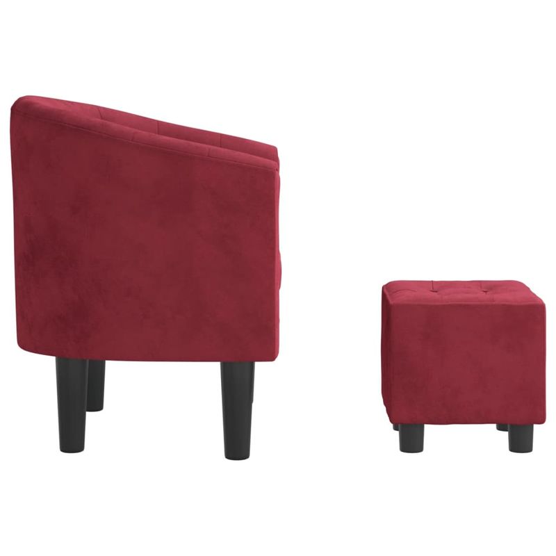Casa si Gradina - Mobilier - Scaune si fotolii - Fotolii - Fotoliu tip cuva cu taburet, rosu vin, catifea - Infinity.ro