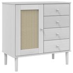 Casa si Gradina - Mobilier - Comode si corpuri - Comode - Servanta SENJA, aspect ratan alb, 80x40x80 cm, lemn masiv pin - Infinity.ro