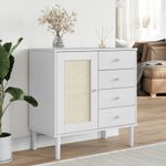 Casa si Gradina - Mobilier - Comode si corpuri - Comode - Servanta SENJA, aspect ratan alb, 80x40x80 cm, lemn masiv pin - Infinity.ro