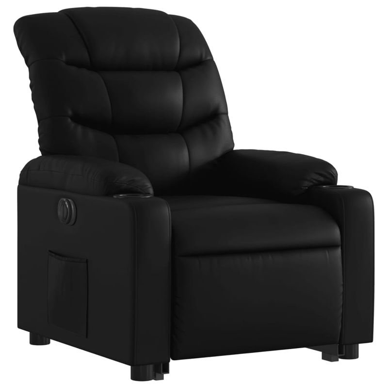 Casa si Gradina - Mobilier - Scaune si fotolii - Fotolii - Fotoliu rabatabil electric cu ridicare, negru, piele ecologica - Infinity.ro