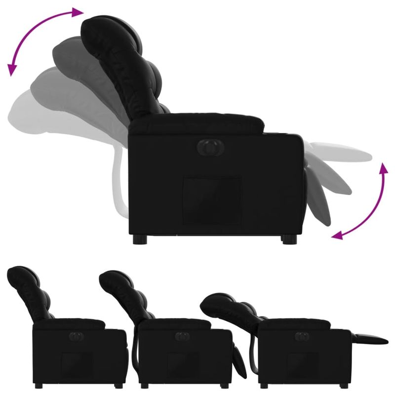Casa si Gradina - Mobilier - Scaune si fotolii - Fotolii - Fotoliu rabatabil electric cu ridicare, negru, piele ecologica - Infinity.ro