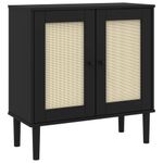 Casa si Gradina - Mobilier - Comode si corpuri - Comode - Servanta SENJA, aspect ratan negru, 80x35x80 cm, lemn masiv pin - Infinity.ro