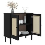 Casa si Gradina - Mobilier - Comode si corpuri - Comode - Servanta SENJA, aspect ratan negru, 80x35x80 cm, lemn masiv pin - Infinity.ro