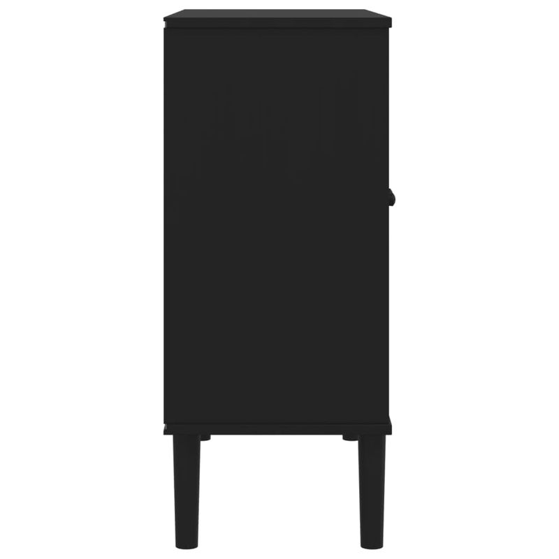 Casa si Gradina - Mobilier - Comode si corpuri - Comode - Servanta SENJA, aspect ratan negru, 80x35x80 cm, lemn masiv pin - Infinity.ro