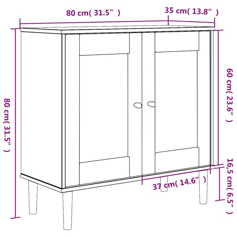 Casa si Gradina - Mobilier - Comode si corpuri - Comode - Servanta SENJA, aspect ratan negru, 80x35x80 cm, lemn masiv pin - Infinity.ro
