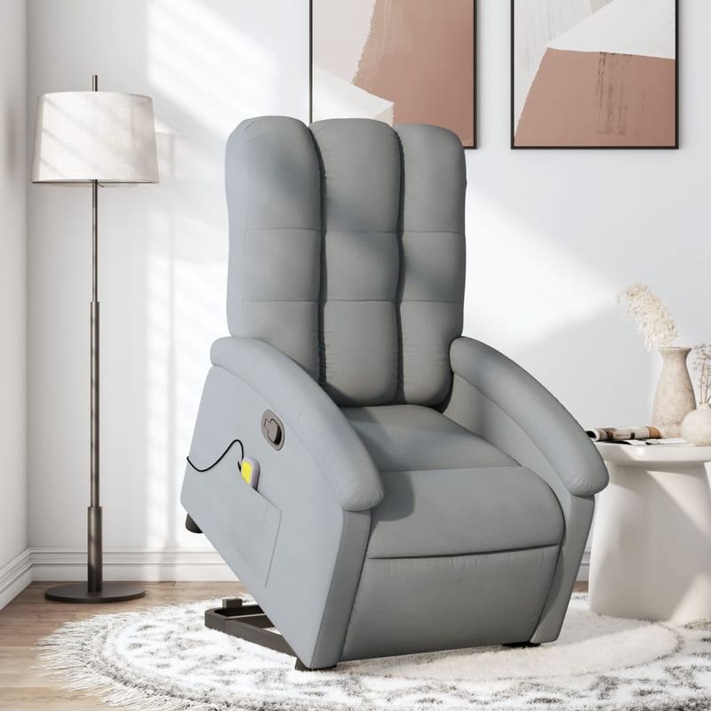 Ingrijire personala si Cosmetice - Sanatate si wellness - Articole wellness - Fotolii de masaj - Fotoliu de masaj rabatabil cu ridicare, gri deschis, textil - Infinity.ro