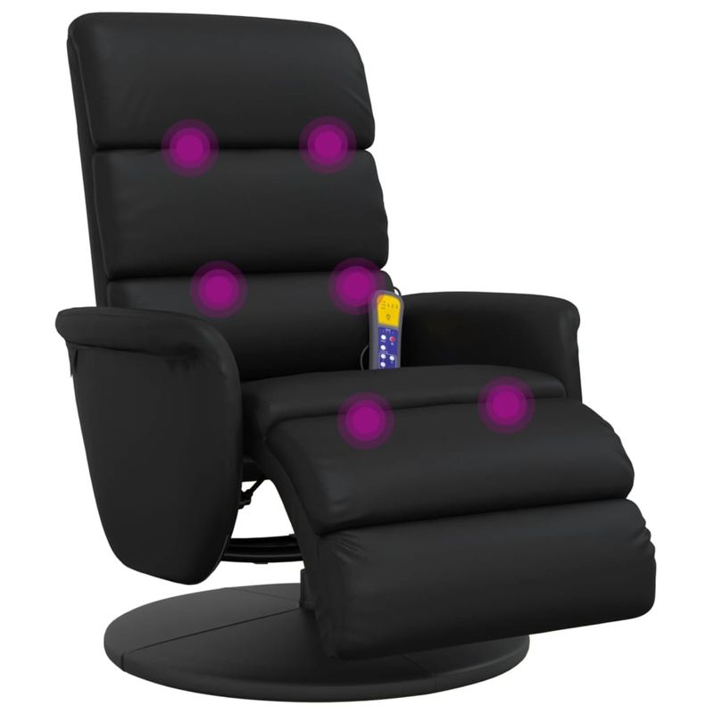 Ingrijire personala si Cosmetice - Sanatate si wellness - Articole wellness - Fotolii de masaj - Fotoliu de masaj rabatabil, cu taburet, negru, piele ecologica - Infinity.ro