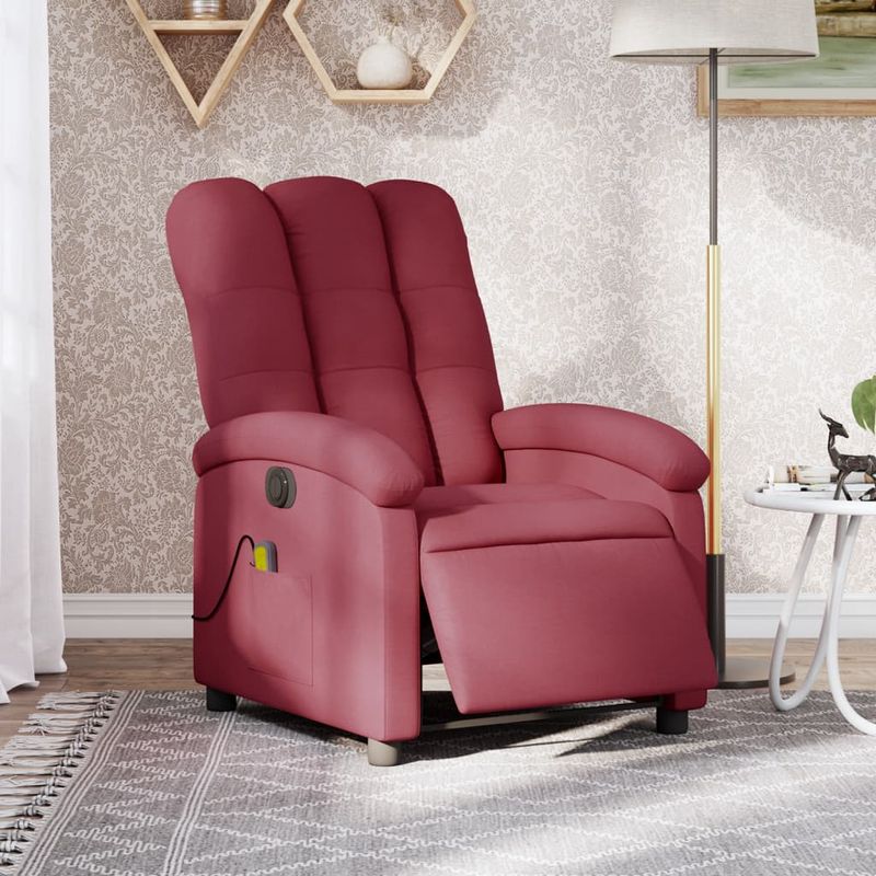 Ingrijire personala si Cosmetice - Sanatate si wellness - Articole wellness - Fotolii de masaj - Fotoliu electric de masaj rabatabil, rosu vin, textil - Infinity.ro
