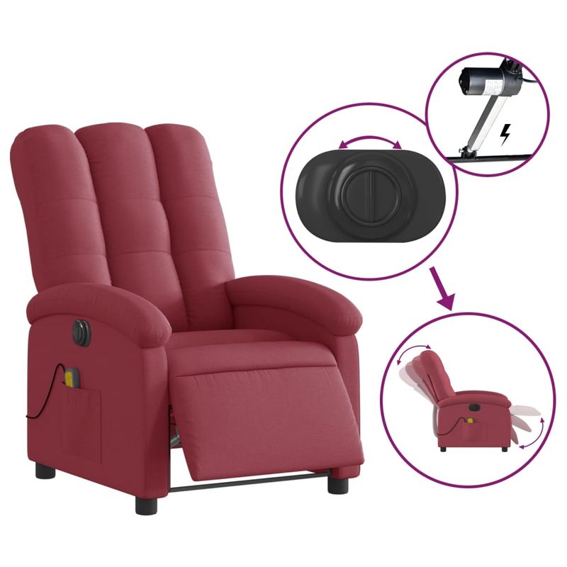 Ingrijire personala si Cosmetice - Sanatate si wellness - Articole wellness - Fotolii de masaj - Fotoliu electric de masaj rabatabil, rosu vin, textil - Infinity.ro