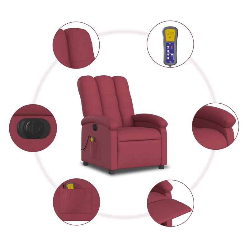 Ingrijire personala si Cosmetice - Sanatate si wellness - Articole wellness - Fotolii de masaj - Fotoliu electric de masaj rabatabil, rosu vin, textil - Infinity.ro