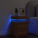 Casa si Gradina - Mobilier - Comode si corpuri - Noptiere - Noptiera cu lumini LED, stejar maro, 35x39x55 cm - Infinity.ro