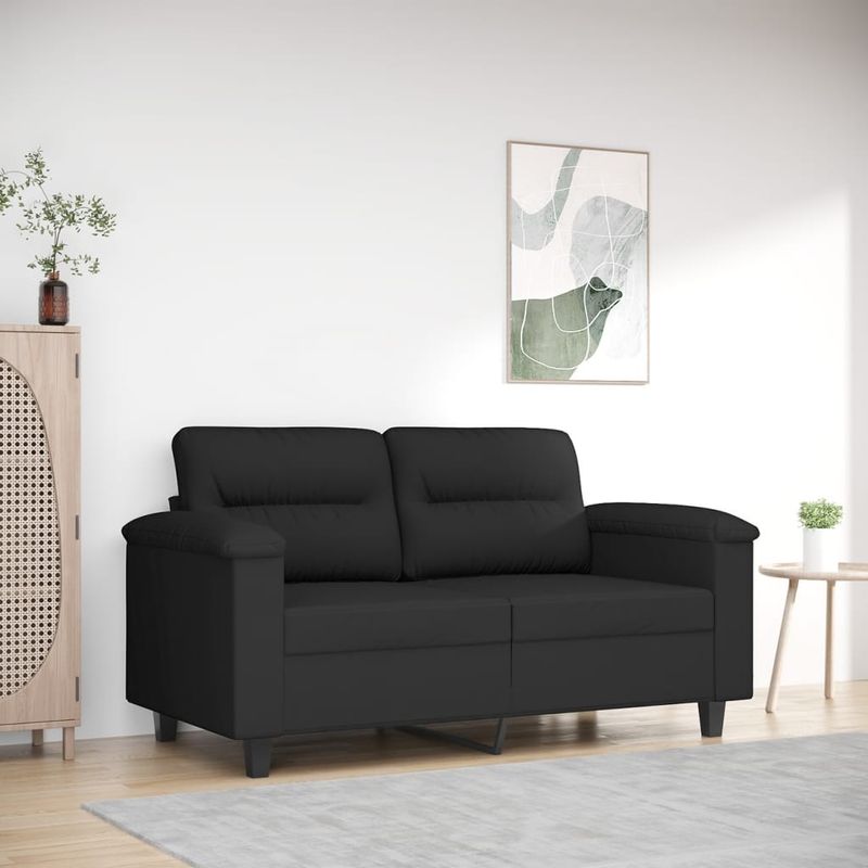 Casa si Gradina - Mobilier - Canapele si coltare - Canapele - Canapea cu 2 locuri, negru, 120 cm, tesatura microfibra - Infinity.ro