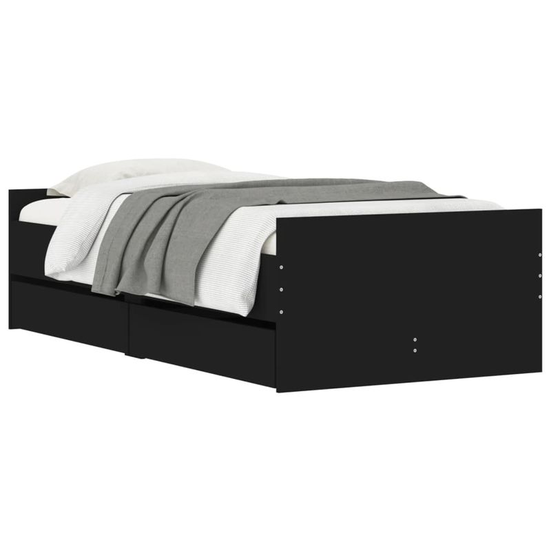 Casa si Gradina - Mobilier - Paturi si accesorii - Paturi - Cadru de pat cu sertare, negru, 100x200 cm - Infinity.ro