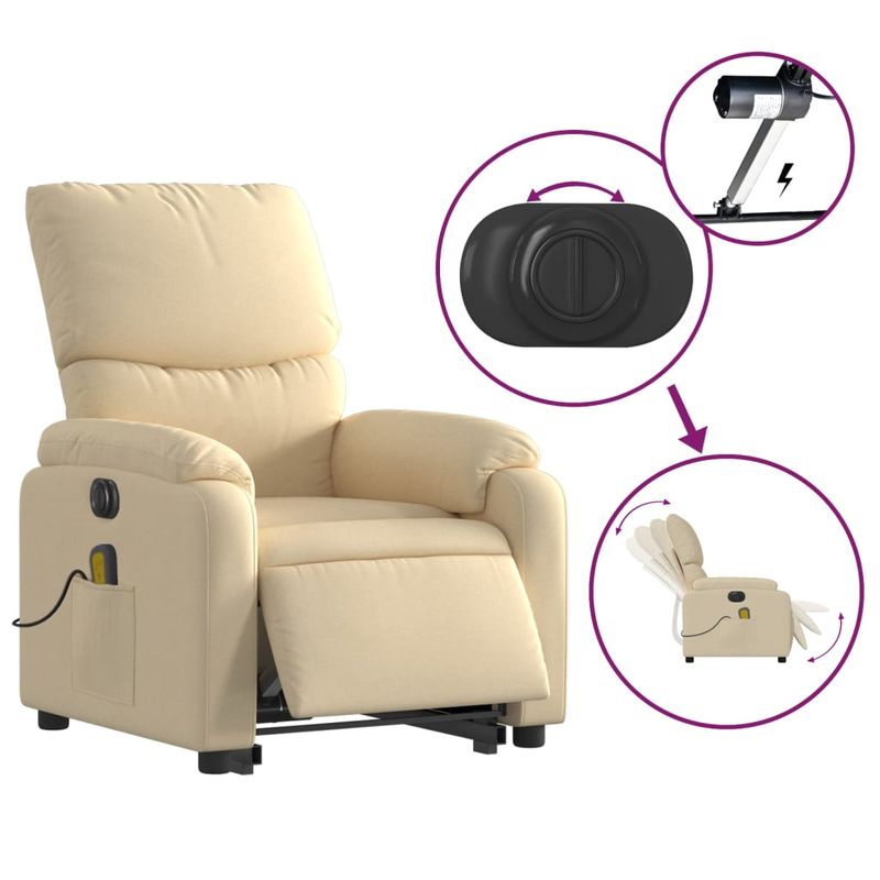 Ingrijire personala si Cosmetice - Sanatate si wellness - Articole wellness - Fotolii de masaj - Fotoliu electric de masaj rabatabil cu ridicare, crem, textil - Infinity.ro