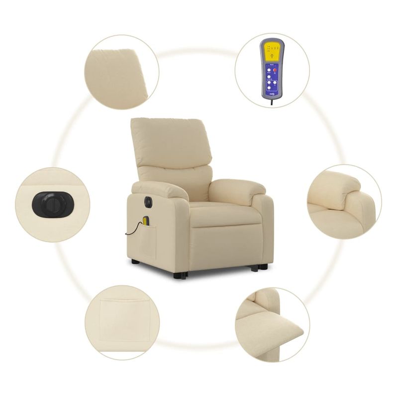 Ingrijire personala si Cosmetice - Sanatate si wellness - Articole wellness - Fotolii de masaj - Fotoliu electric de masaj rabatabil cu ridicare, crem, textil - Infinity.ro