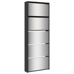 Casa si Gradina - Mobilier - Organizare si depozitare - Organizator incaltaminte - Pantofar cu oglinda, 5 niveluri, negru, 63x17x169,5 cm - Infinity.ro