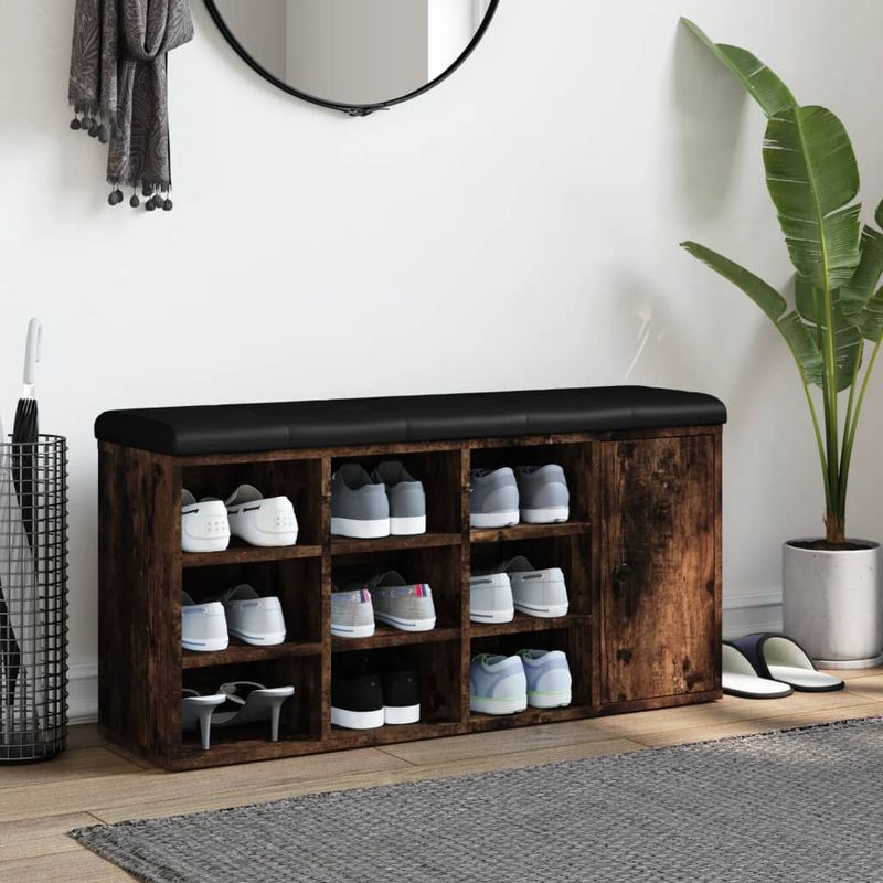 Casa si Gradina - Mobilier - Organizare si depozitare - Bancute - Banca de pantofi, stejar fumuriu, 102x32x50 cm, lemn prelucrat, - Infinity.ro
