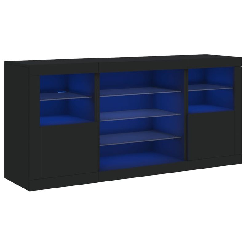 Casa si Gradina - Mobilier - Comode si corpuri - Comode - Servanta cu lumini LED, negru, 142,5x37x67 cm - Infinity.ro