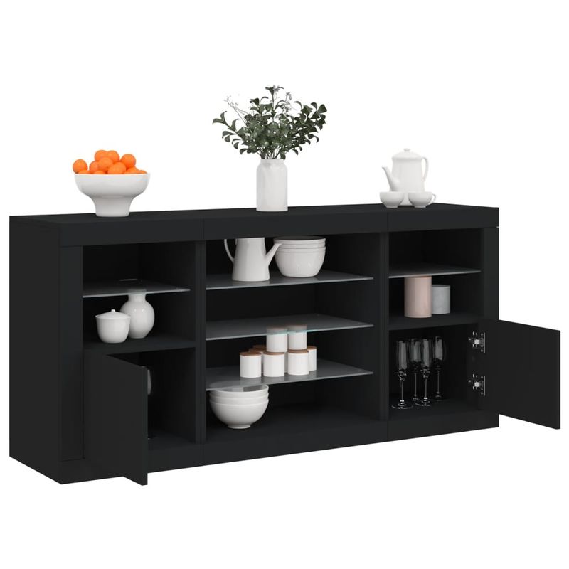 Casa si Gradina - Mobilier - Comode si corpuri - Comode - Servanta cu lumini LED, negru, 142,5x37x67 cm - Infinity.ro