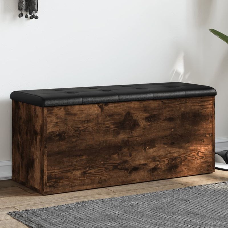 Casa si Gradina - Mobilier - Canapele si coltare - Banchete - Banca de depozitare, stejar fumuriu, 102x42x45cm lemn prelucrat - Infinity.ro